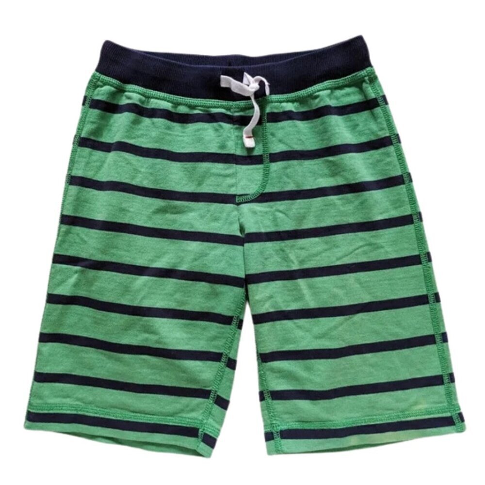 Hanna Andersson green blue striped drawstring shorts boys 130/8